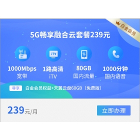 西安电信宽带5G融合239套餐1000M(2023年)