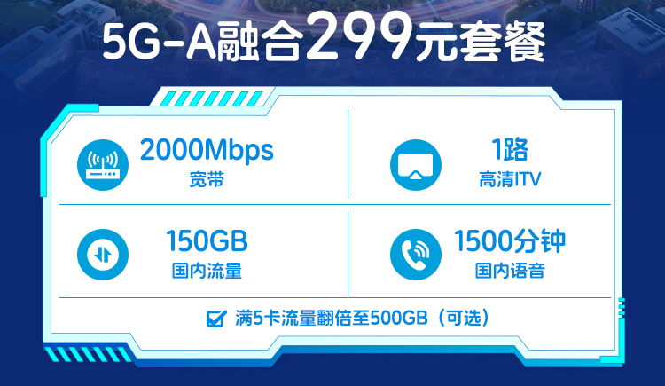 西安电信宽带299元5G融合套餐2000M(2026年)